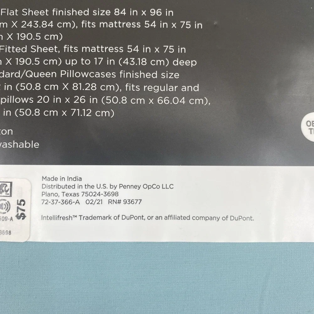 Home Expressions Sheet Set FULL Cameo Blue Cool Crisp 100% Cotton Percale